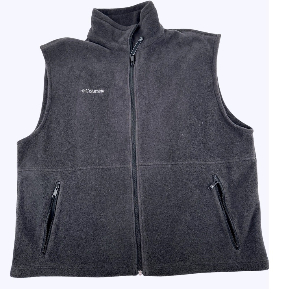 Columbia Fleece Vest Mens XL Full‎ Zip Pockets Dark Gray Outdoor